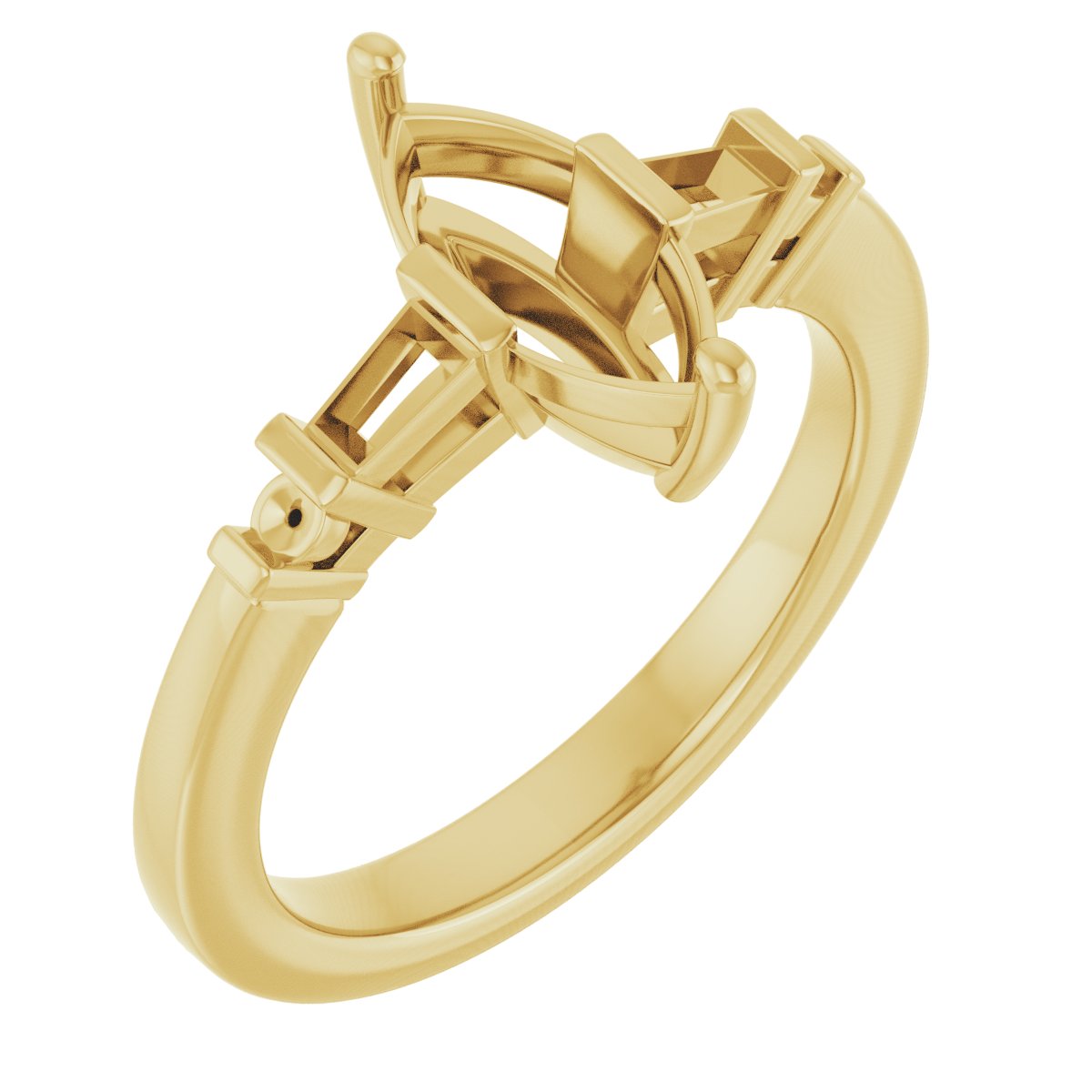 Baguette Accented Engagement Ring
