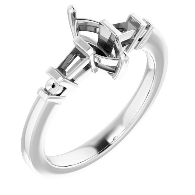Baguette Accented Engagement Ring