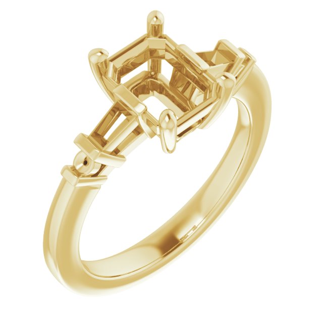 Baguette Accented Engagement Ring