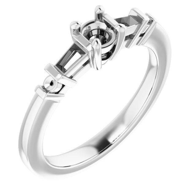 Baguette Accented Engagement Ring