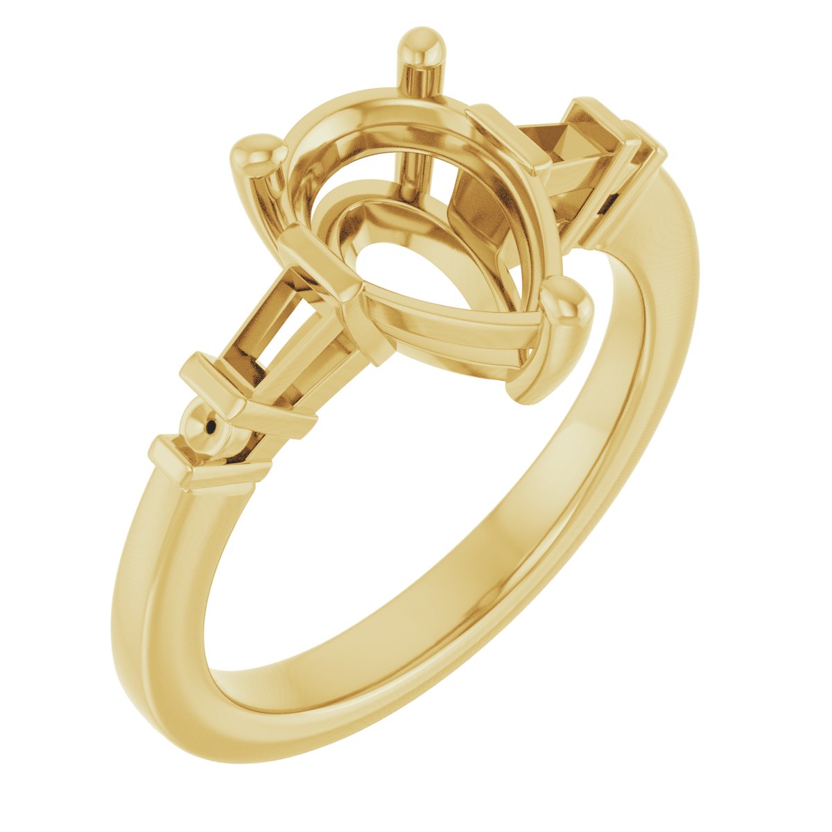 Baguette Accented Engagement Ring