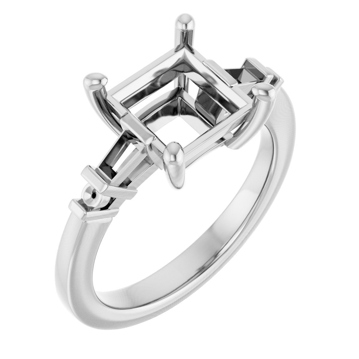 Baguette Accented Engagement Ring