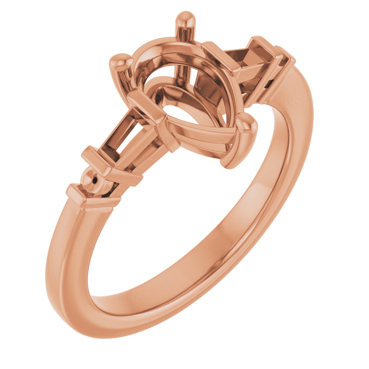 Baguette Accented Engagement Ring