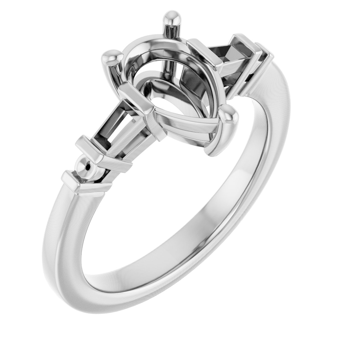Baguette Accented Engagement Ring