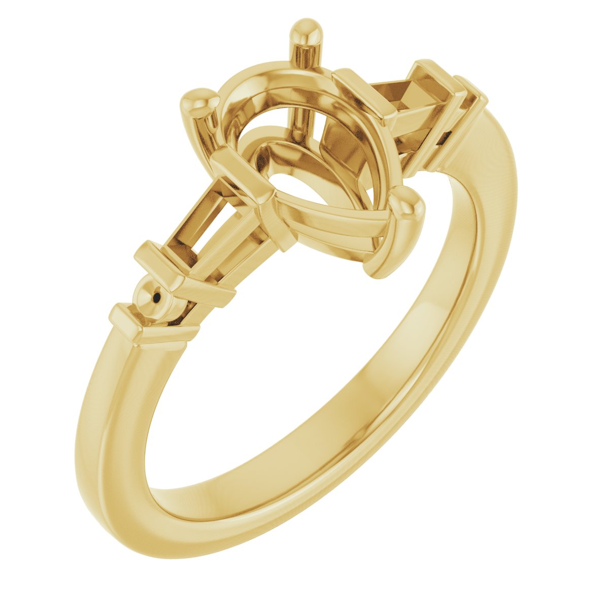 Baguette Accented Engagement Ring