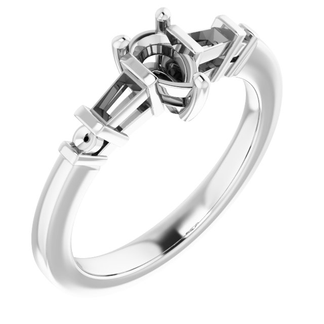Baguette Accented Engagement Ring