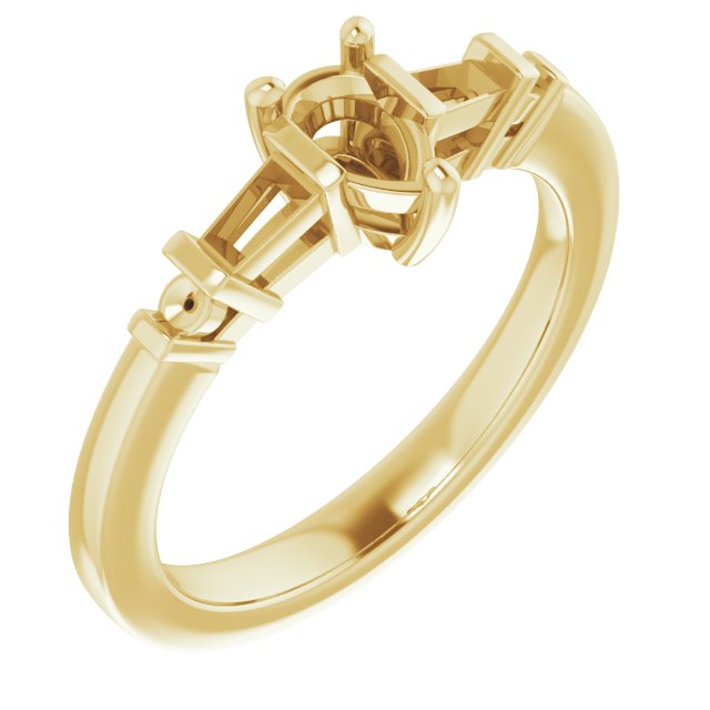 Baguette Accented Engagement Ring