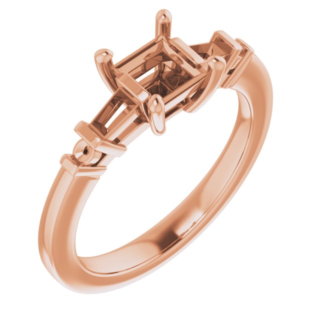 Baguette Accented Engagement Ring