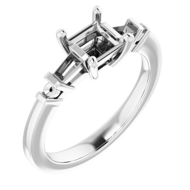 Baguette Accented Engagement Ring