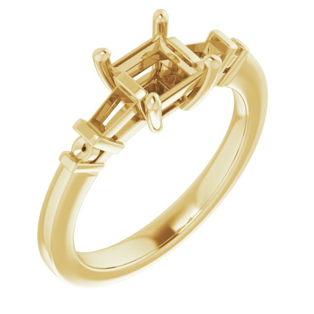 Baguette Accented Engagement Ring