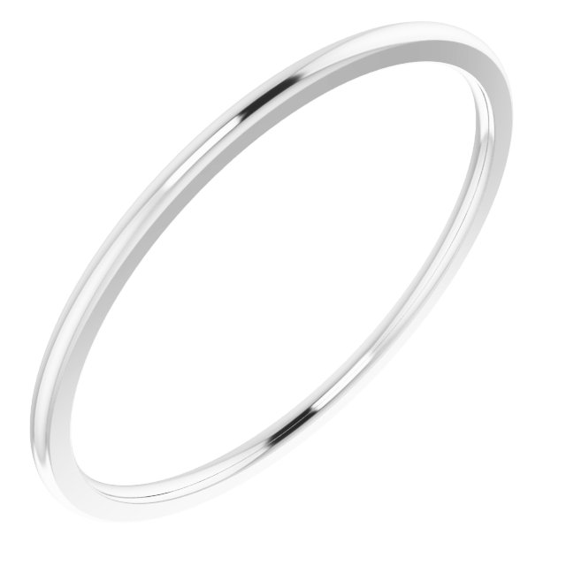 14K White 1 mm Half Round Comfort Fit Band Size 4.5