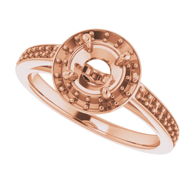 14K Rose Gold  5.8 mm Round Engagement Ring Mounting