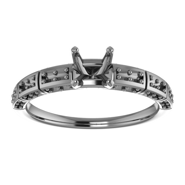 7x7 mm Square Accented Engagement Ring Mounting view 3