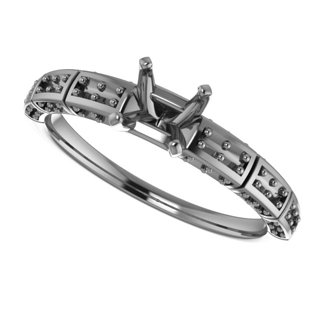 7x7 mm Square Accented Engagement Ring Mounting view 5