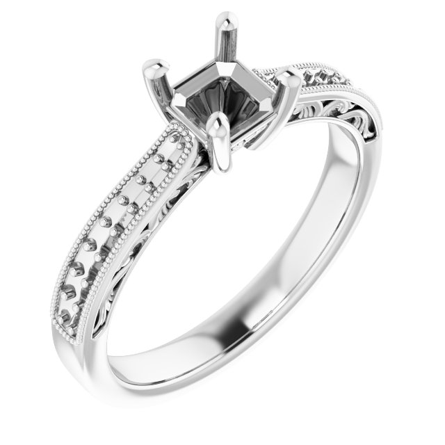Accented Filigree Engagement Ring