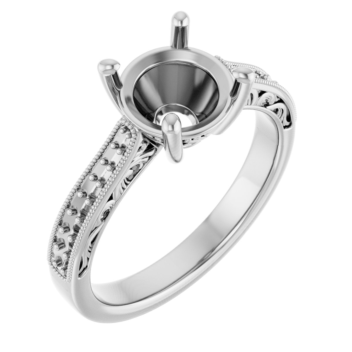 Accented Filigree Engagement Ring
