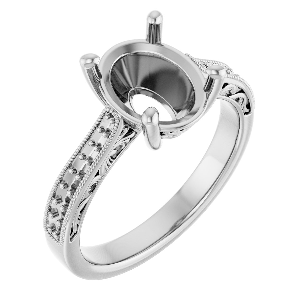 Accented Filigree Engagement Ring