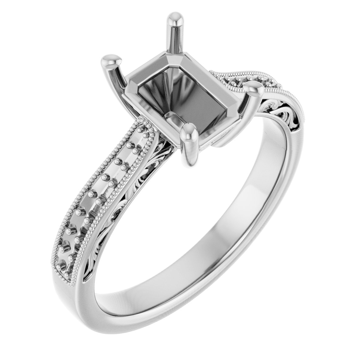 Accented Filigree Engagement Ring