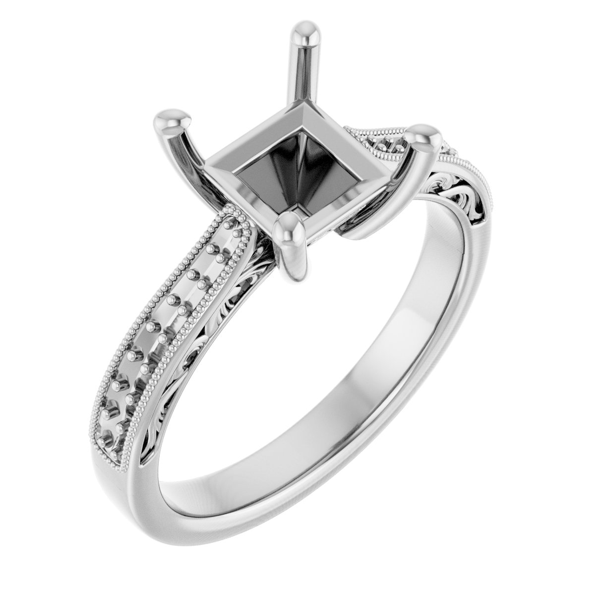 Accented Filigree Engagement Ring