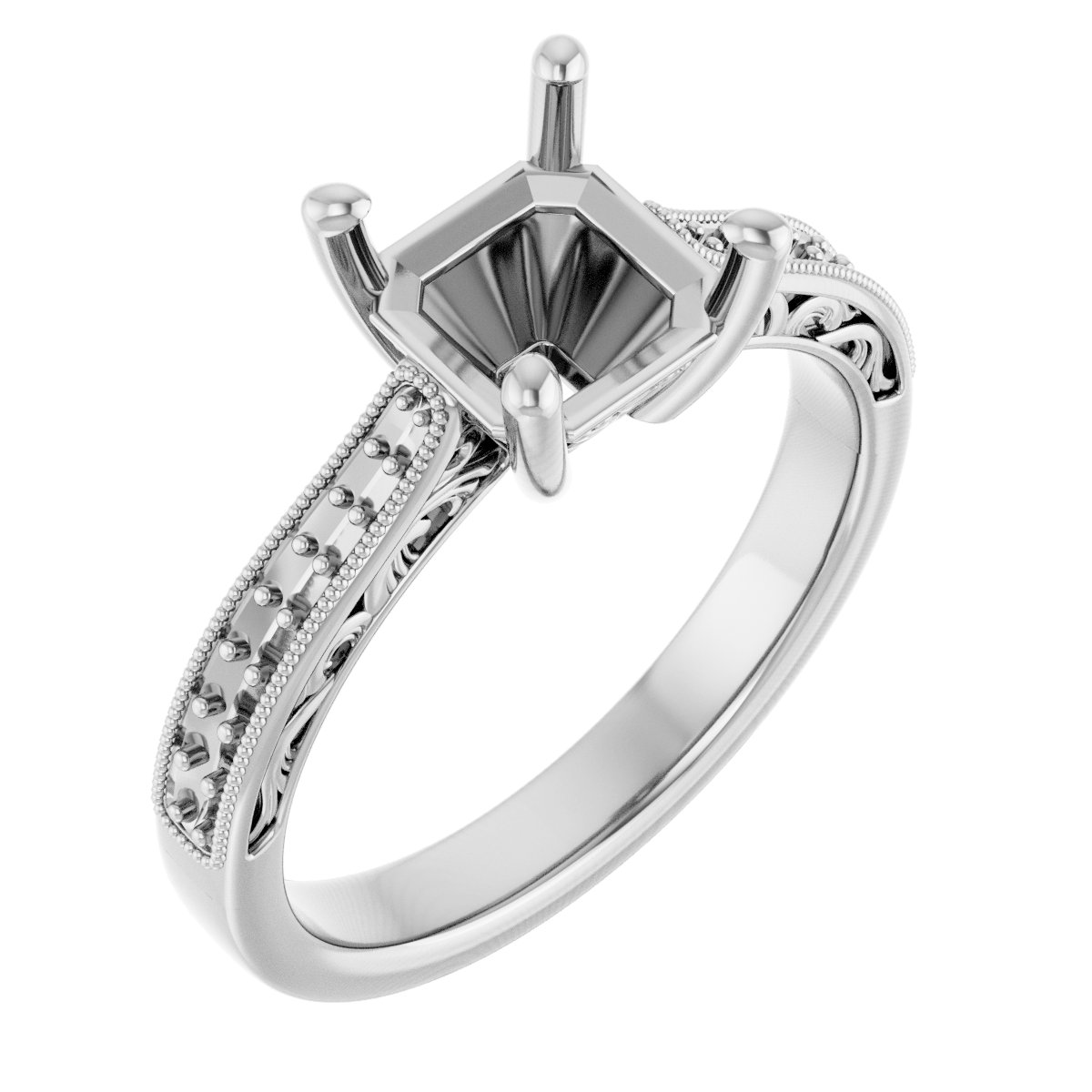 Accented Filigree Engagement Ring