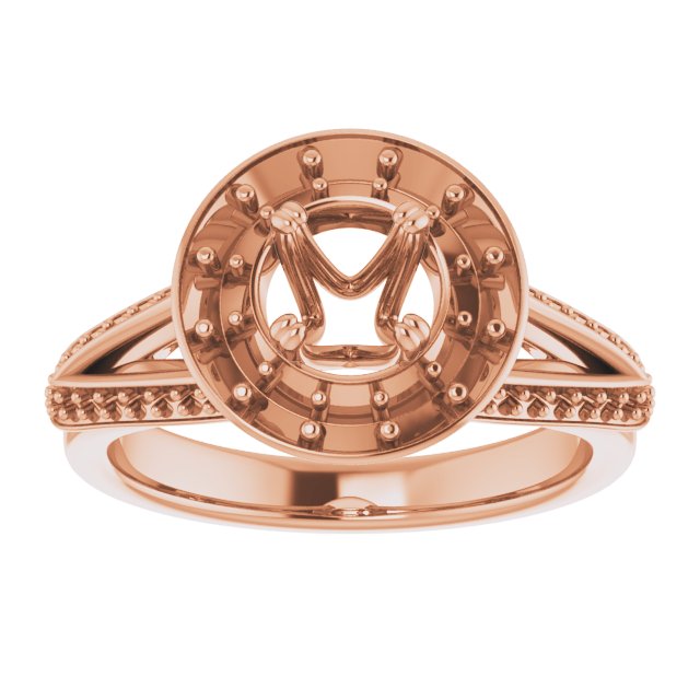 18K Rose Gold  5.2 mm Round Engagement Ring Mounting