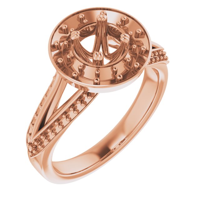 18K Rose Gold  5.2 mm Round Engagement Ring Mounting