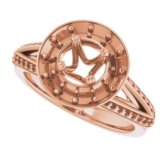 18K Rose Gold  5.2 mm Round Engagement Ring Mounting
