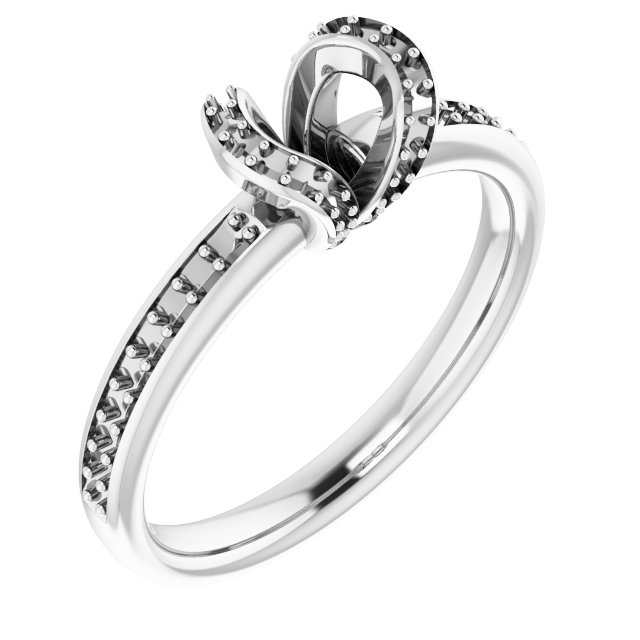 Half-Bezel Halo-Style Engagement Ring