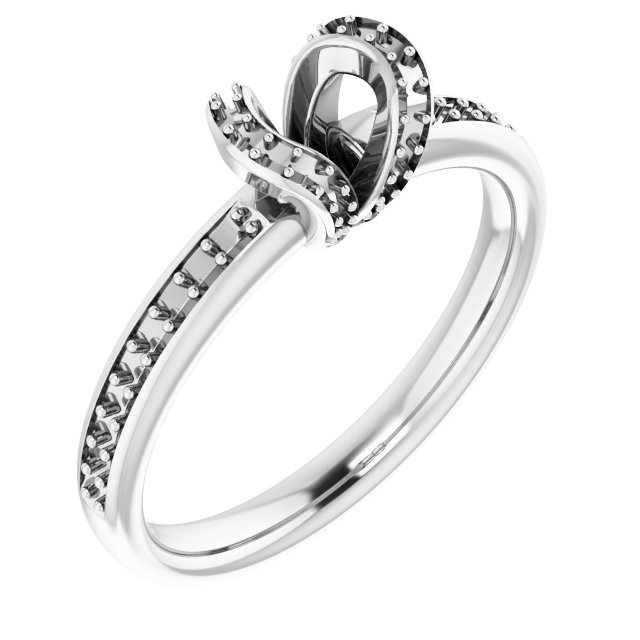 Half-Bezel Halo-Style Engagement Ring