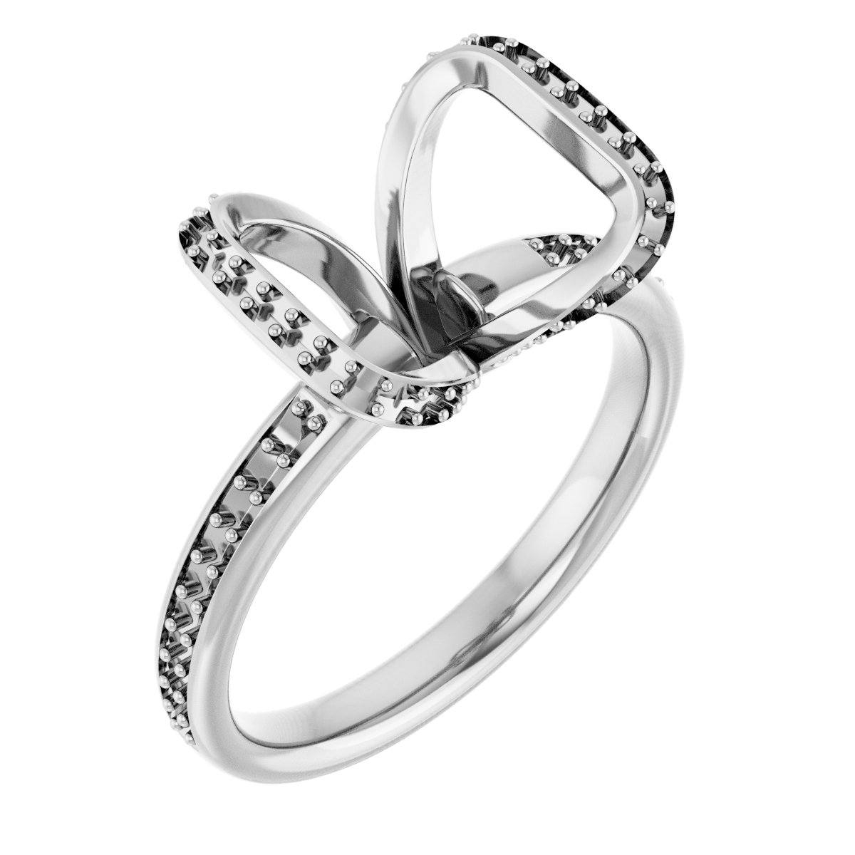 Half-Bezel Halo-Style Engagement Ring