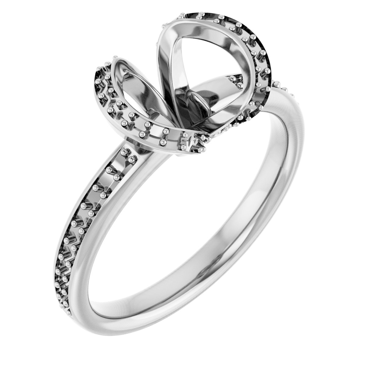Half-Bezel Halo-Style Engagement Ring