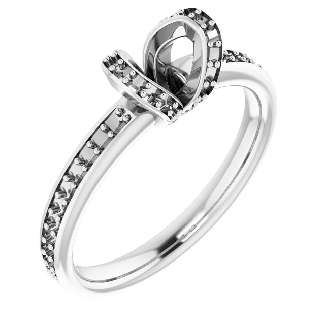 Half-Bezel Halo-Style Engagement Ring