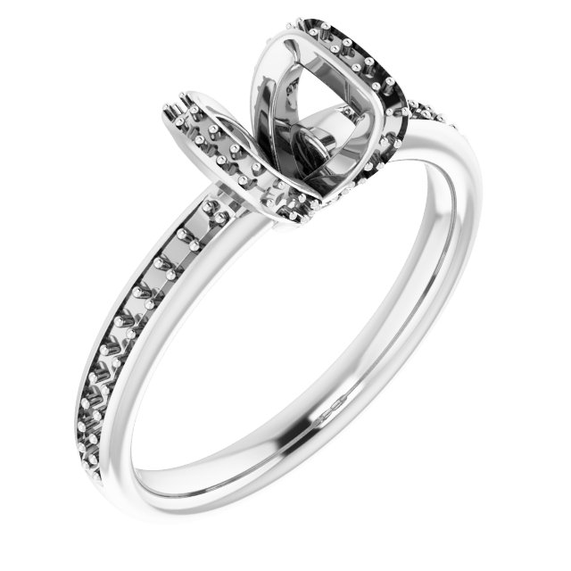 Half-Bezel Halo-Style Engagement Ring