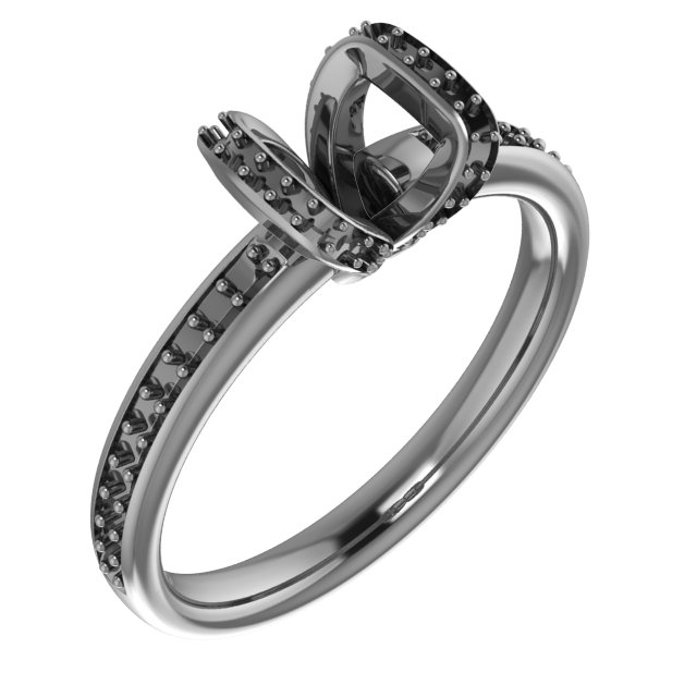 6 x 6 mm Asscher Half Bezel Halo-Style Engagement Ring