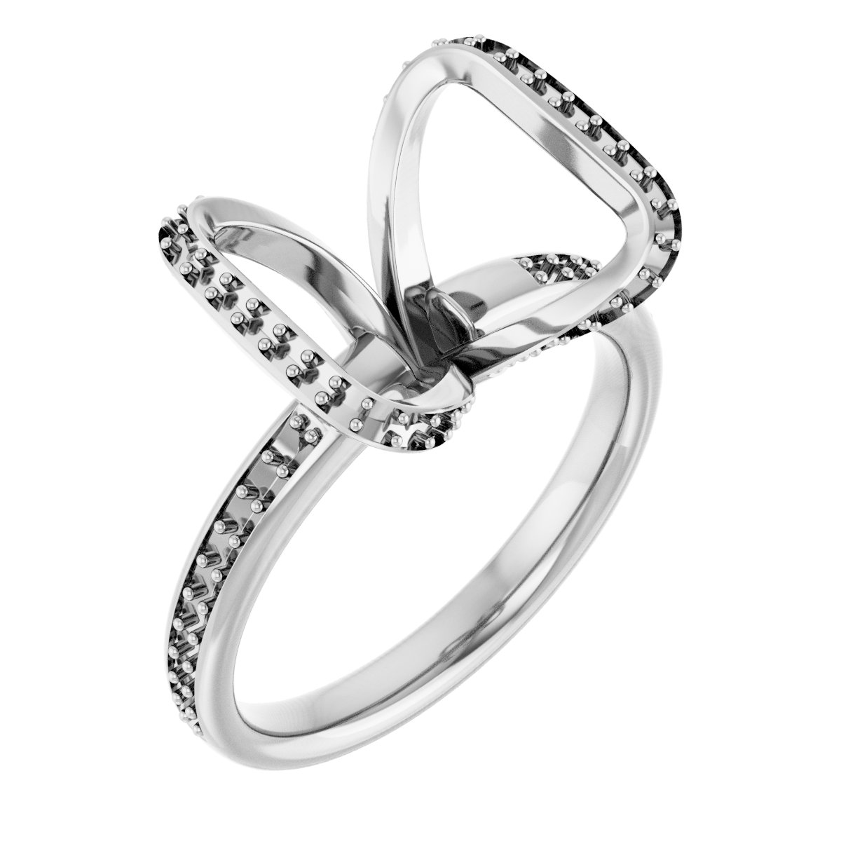 Half-Bezel Halo-Style Engagement Ring