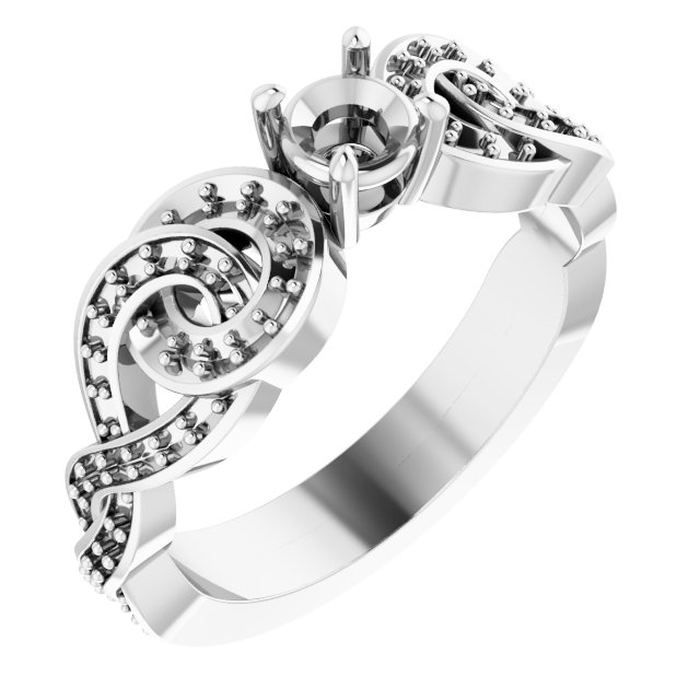 Accented Scroll Engagement Ring
