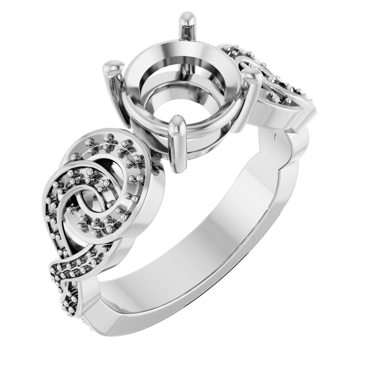 Accented Scroll Engagement Ring
