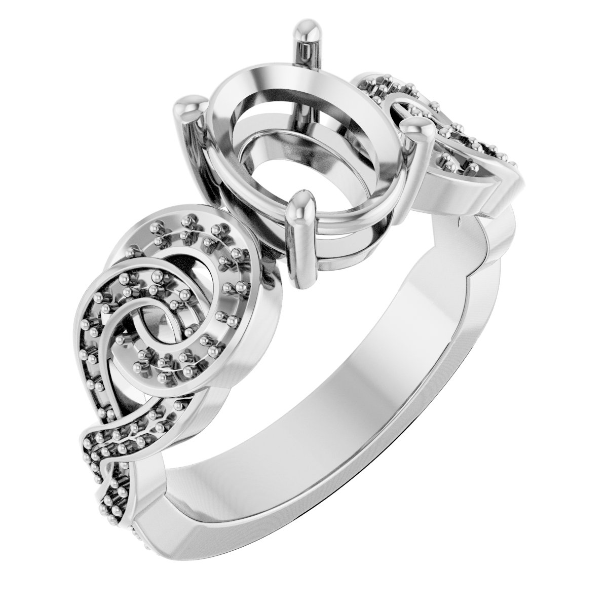 Accented Scroll Engagement Ring