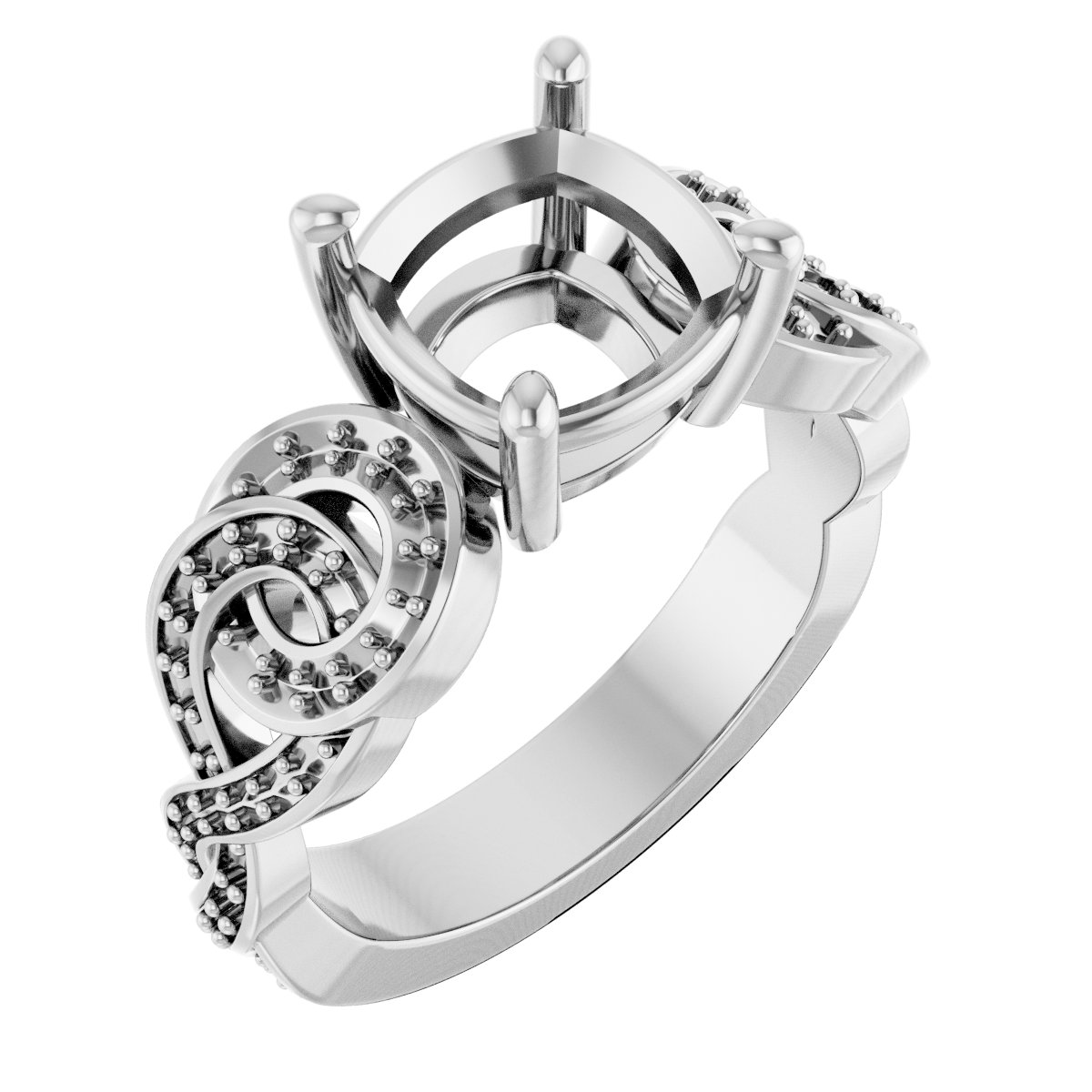 Accented Scroll Engagement Ring