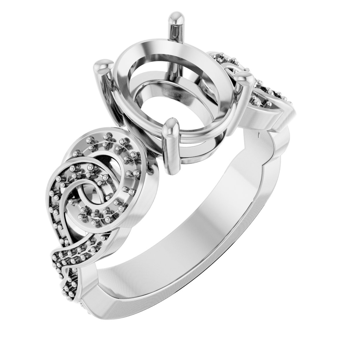 Accented Scroll Engagement Ring