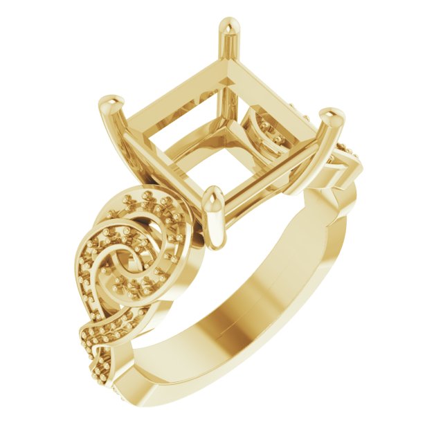 10K Yellow Gold 9 mm Square Engagement Ring Mounting