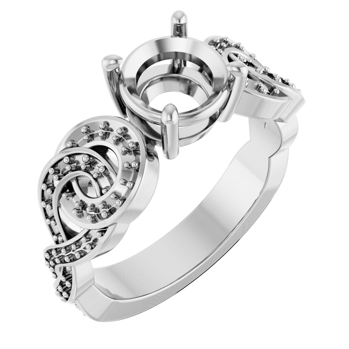 Accented Scroll Engagement Ring
