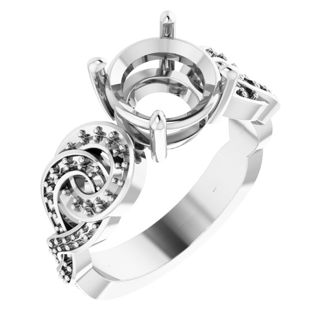 Accented Scroll Engagement Ring
