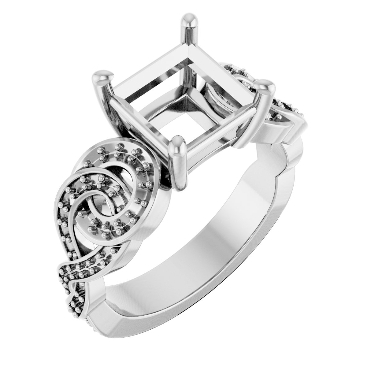 Accented Scroll Engagement Ring
