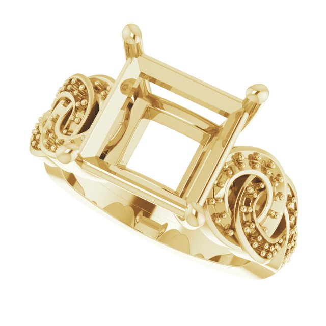 10K Yellow Gold 9 mm Square Engagement Ring Mounting