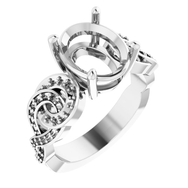 Accented Scroll Engagement Ring