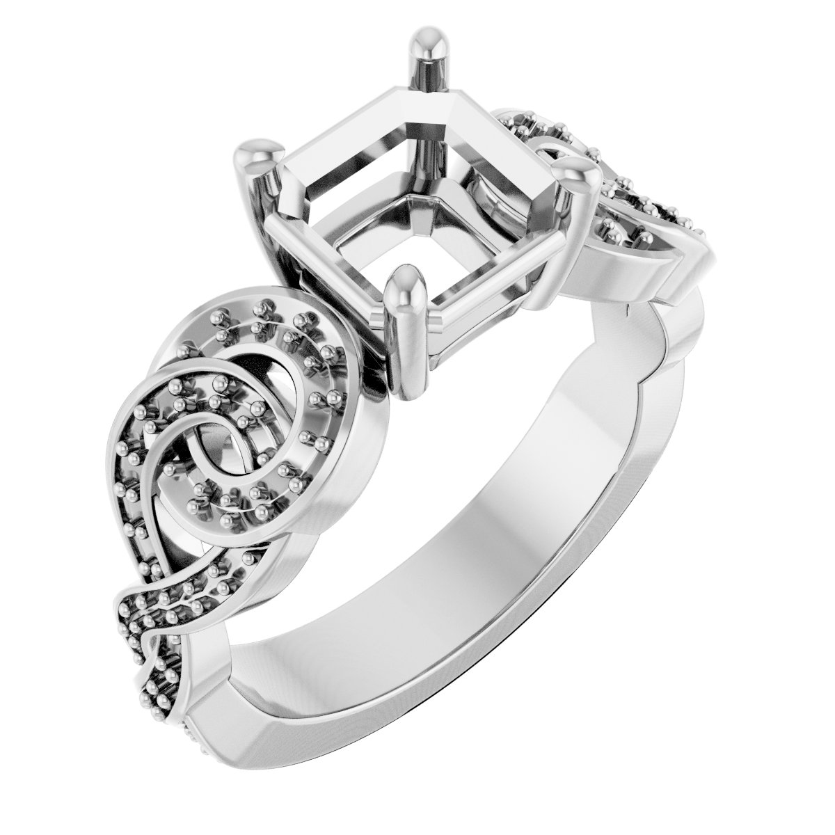 Accented Scroll Engagement Ring