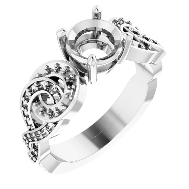 Accented Scroll Engagement Ring