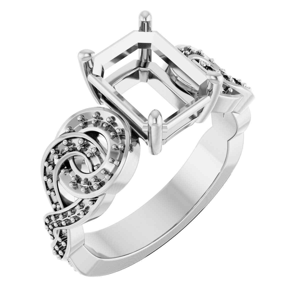 Accented Scroll Engagement Ring
