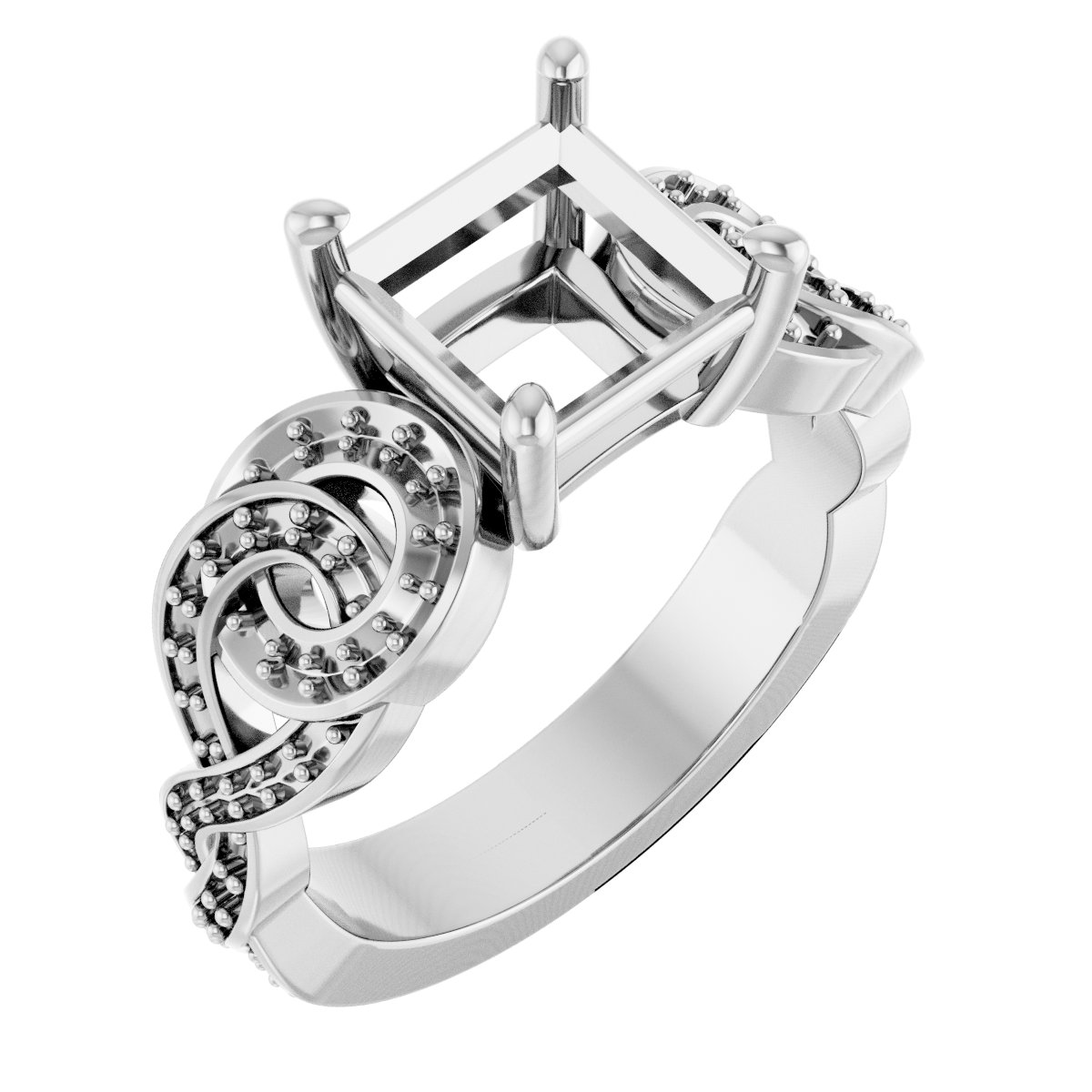 Accented Scroll Engagement Ring